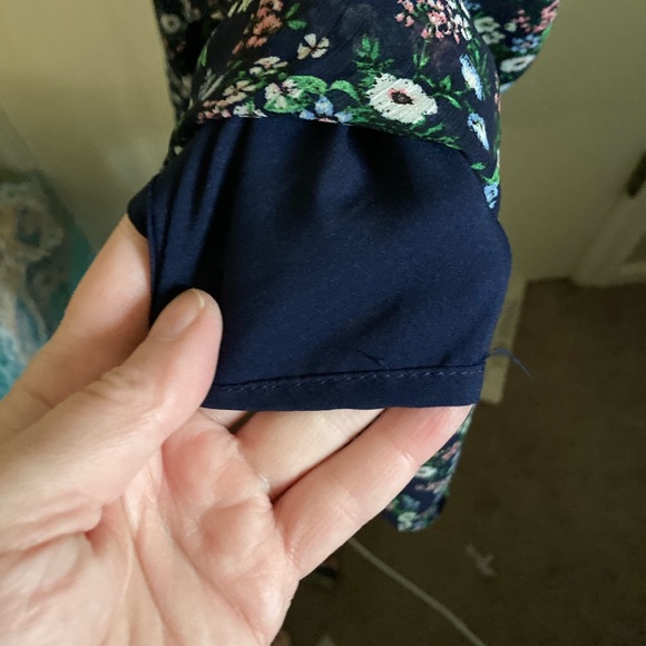 Banana Republic Navy Floral Cottage-core Short Sleeve Maxi Dress - Picture 6 of 9